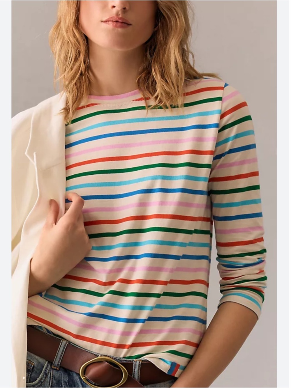 Kule Top The Modern Long Sleeve in Rainbow Stripe